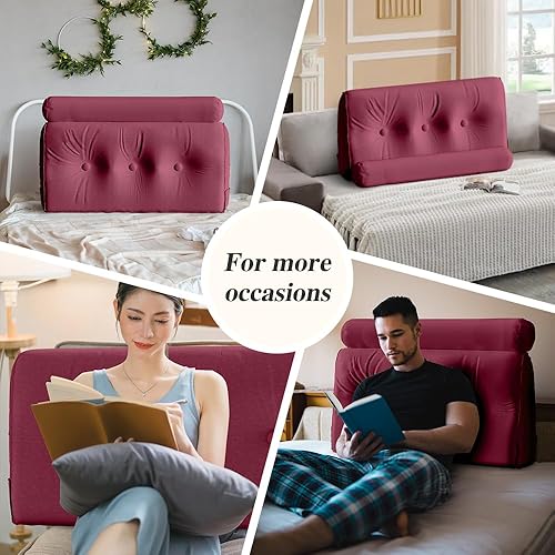 Miniatura 5 de KEALIANA Almohada de cuña para cabecera de cama con almohada cervical redonda, almohada de cuña para cama, soporte para cabecero, tamaño individual,