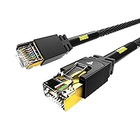 Vista 1 de SKROOZ - Cable Ethernet Cat8 de 8 pies, cable LAN de red de alta velocidad de 40 Gbps 2000 MHz, reforzado con Kevlar S/FTP RJ45 de doble blindaje