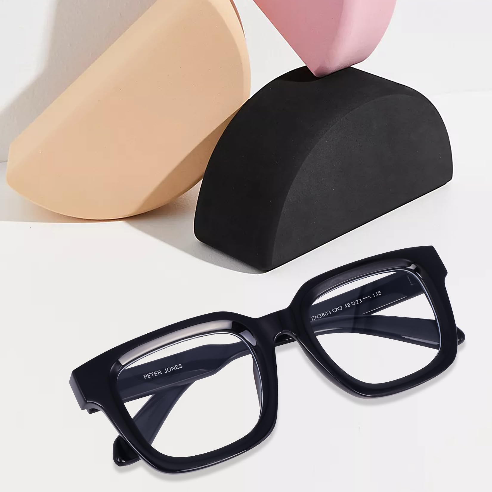 Peter Jones Square Unisex Blue Light Blocking Computer/Gaming Glasses I Frame & Lenses I Large Size 51-16-150 MM, Comfortable Fit, Model 3803FB - Image 2 thumbnail