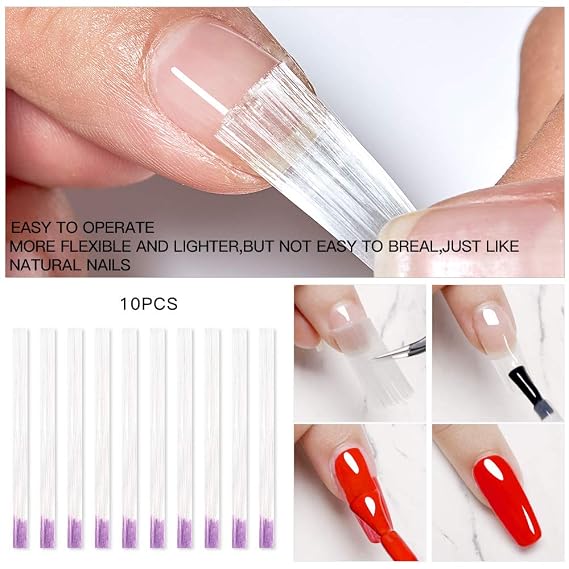 Fiberglass Nail Extension Kit with Building Gel Magical Silk Fiberglass Nail Wrap Form Quick Building Fiber Extension Gel, Nail File, Tweezers, Nail Tips Clip for Gel Extension Nail Art