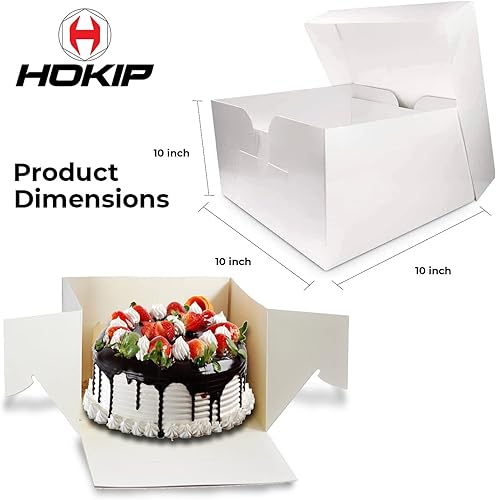 Miniatura 4 de Cajas para pasteles de 10 pulgadas, paquete de 5 cajas de panadería de 10 x 10 x 10 pulgadas, caja de cartón blanco, cajas desechables para pasteles