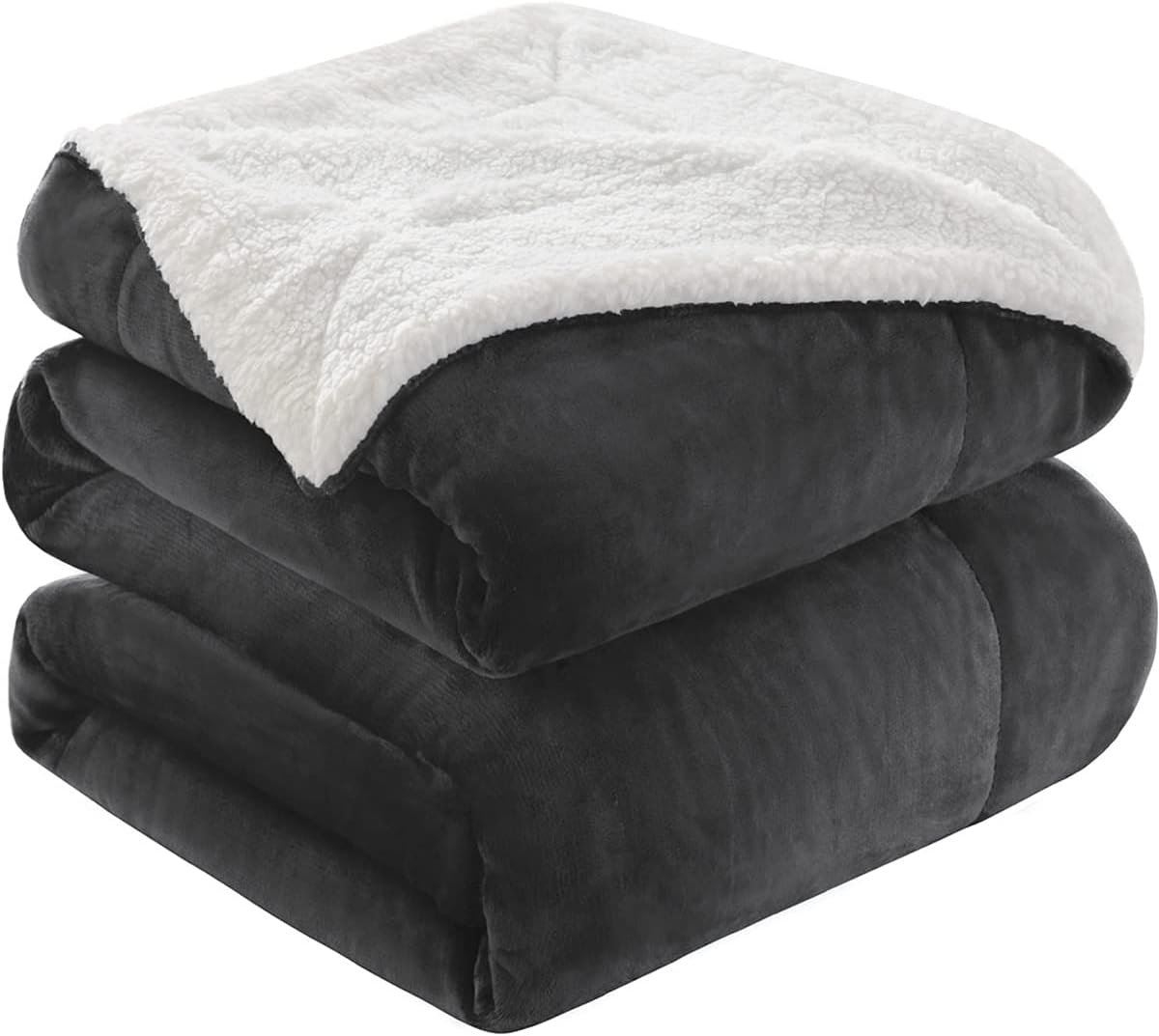 KAWAHOME Sherpa Fleece Blanket Super Soft Extra Warmest and Heavy Thick Winter 500GSM Bed Blankets for Couch Sofa Bed, Queen Size 90" X 90" (Dark Grey) : Home & Kitchen