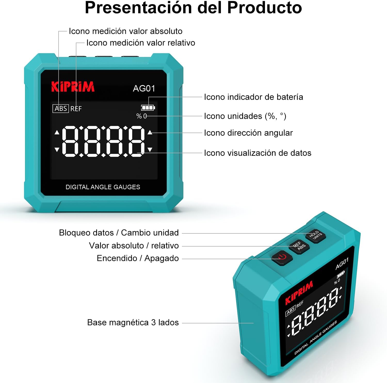 Kiprim AG01 Digital Inclinometer Components Diagram