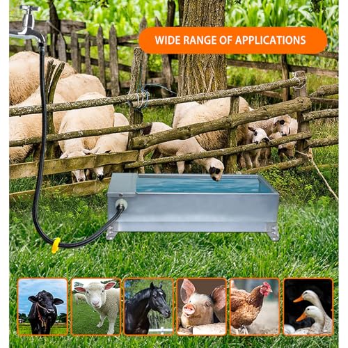 Canal automático de agua para ganado, cuenco de agua potable de acero inoxidable con válvula flotante, capacidad de 7.5 L para caballos, cabras, cerdos, vacas y ciervos