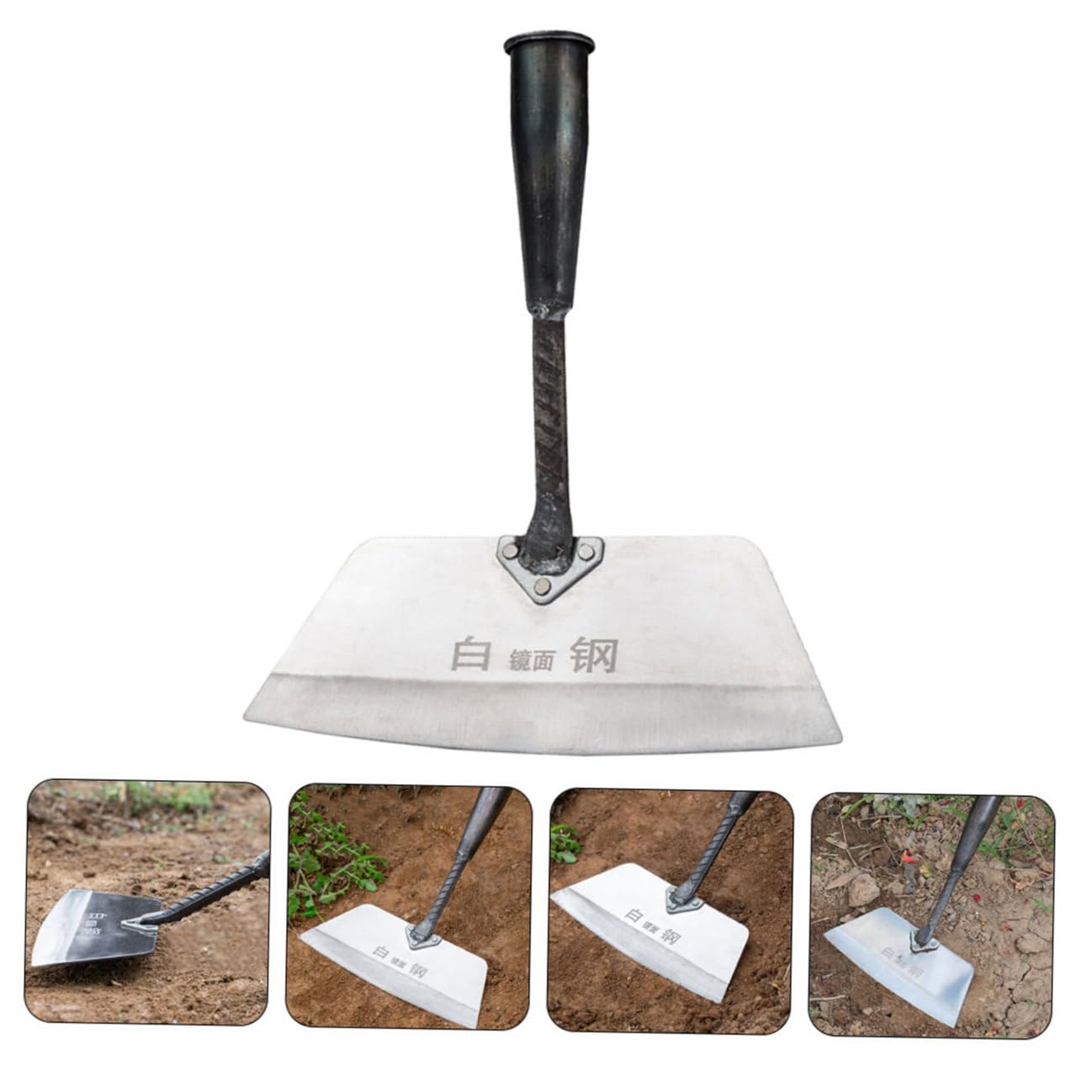 Angoily Multifunktionale Gartenschaufel Kleine Handschaufel aus Gehärtetem Metall und Boden Lockern zum Unkraut Entfernen mit Optionalem Stiel Zubehör für Gartenpflege