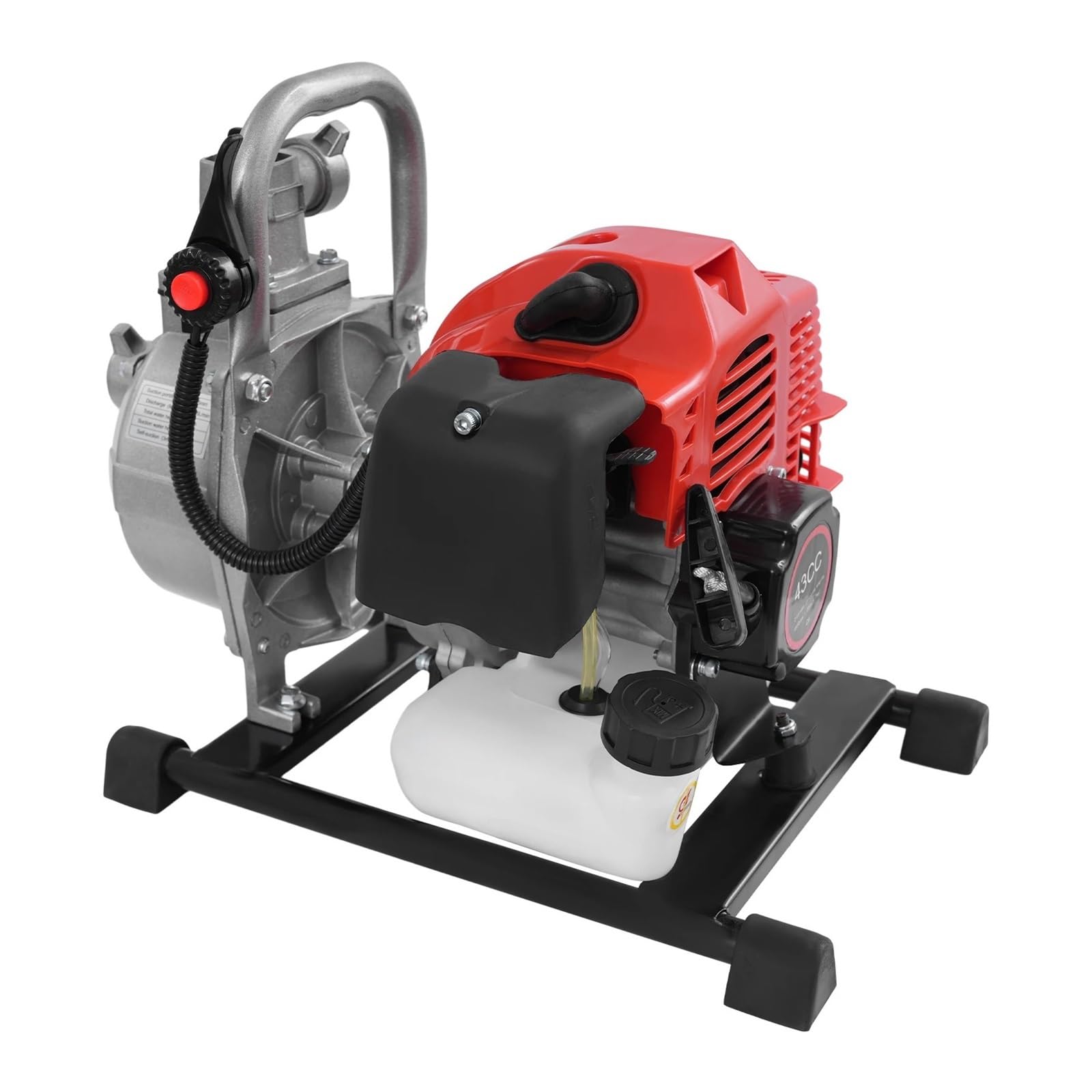 1inch 1.7HP Gasoline Irrigation Pump Portable 2stroke 5.9 CFM Water Transfer with 6.56ft Pipe Low Fuel Consumption