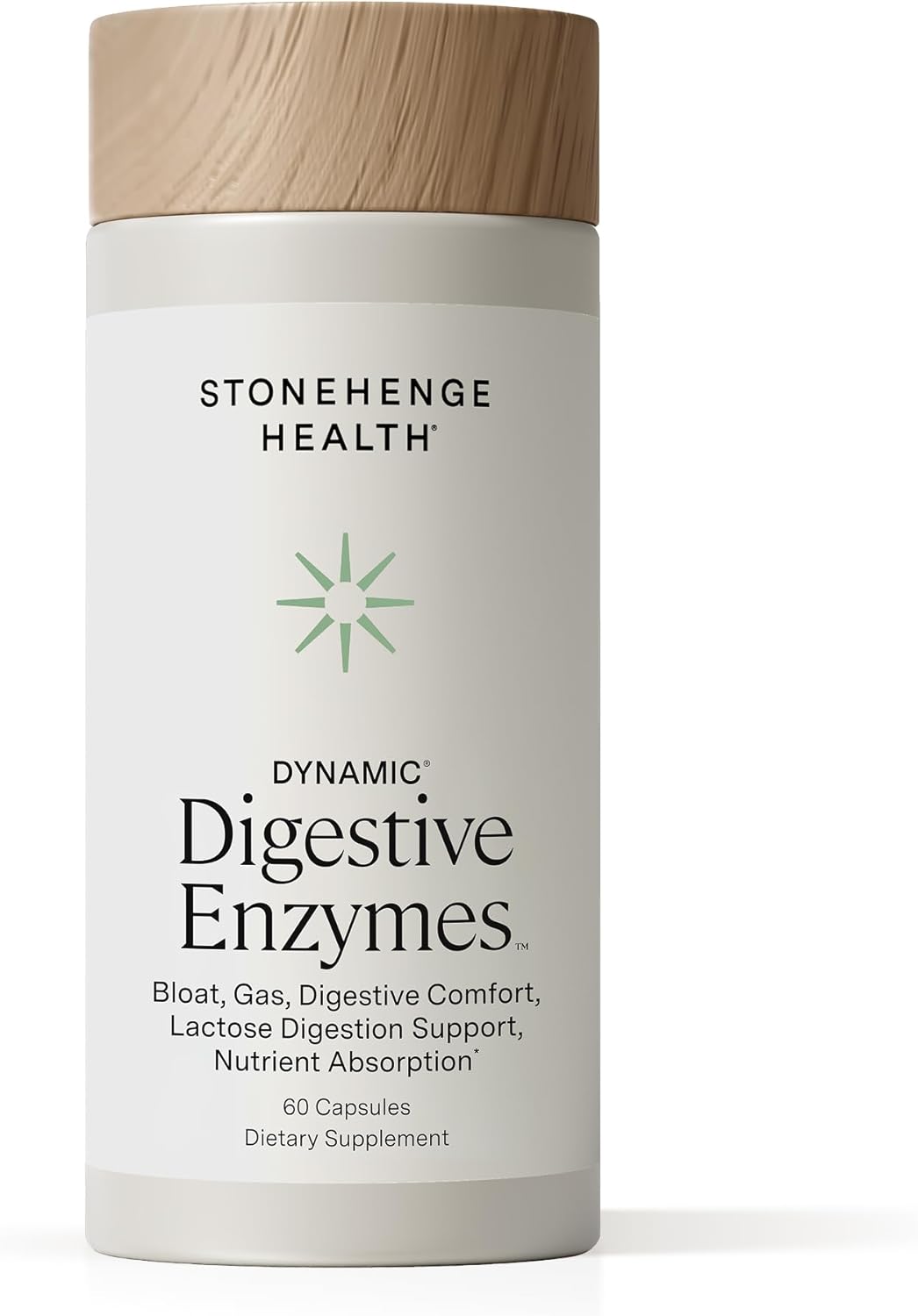 Stonehenge Health Dynamic Digestive Enzymes -18 Enzymes with BioCore Optimum Complete (Protease, Lipase, Amylase, Lactase) + Zinc & Vitamin K1 + Phytonutrients – Gas & Bloating Support – 60 Caps