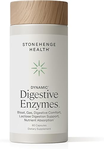 Stonehenge Health Enzimas digestivas dinámicas - 18 enzimas científicamente estudiadas - lipasa, lactasa, proteasa, amilasa y más para gases
