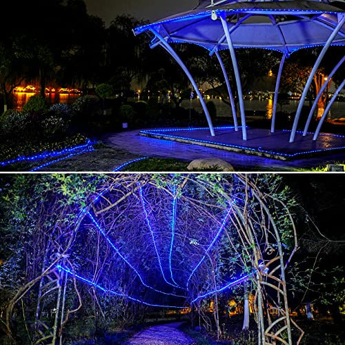 Potive Solar Rope Lights Outdoor Waterproof, 33Ft 100 Led Solar Rope Lights With 8 Modes, Blue Rope Lights For Outside Fence Patio Pool Garden Trampoline Deck Decor (2 Pack) #TOP5