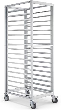 18 Tier Commercial Bakers Rack, Aluminum Bun Pan Rack with 4 Wheels