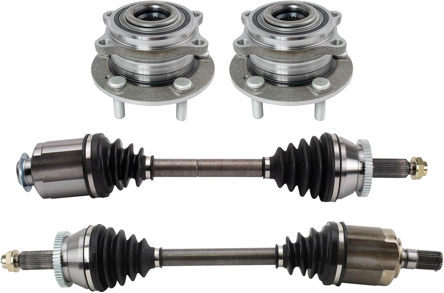 TRQ Front CV Axle Assemblies Front Wheel Hub Bearing Assemblies 4 Piece Compatible with 2013-2016 Hyundai Santa Fe 2014-2015 Kia Sorento