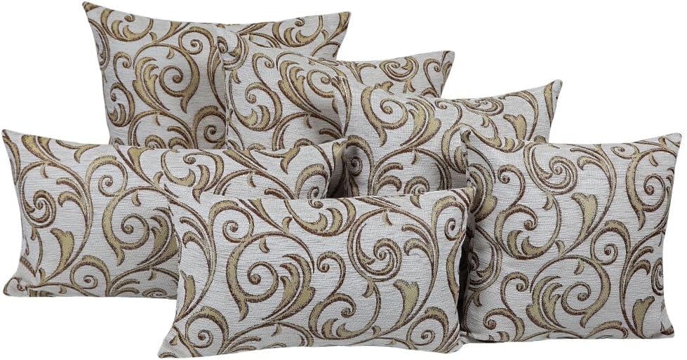 Chenille Ivy/Floral Pattern White 14"x24" Pillow Cover Lumbar Decorative Sham for Home Decor, Office, Farmhouse, Sofa, Couch, Porch, Patio, Window Seat