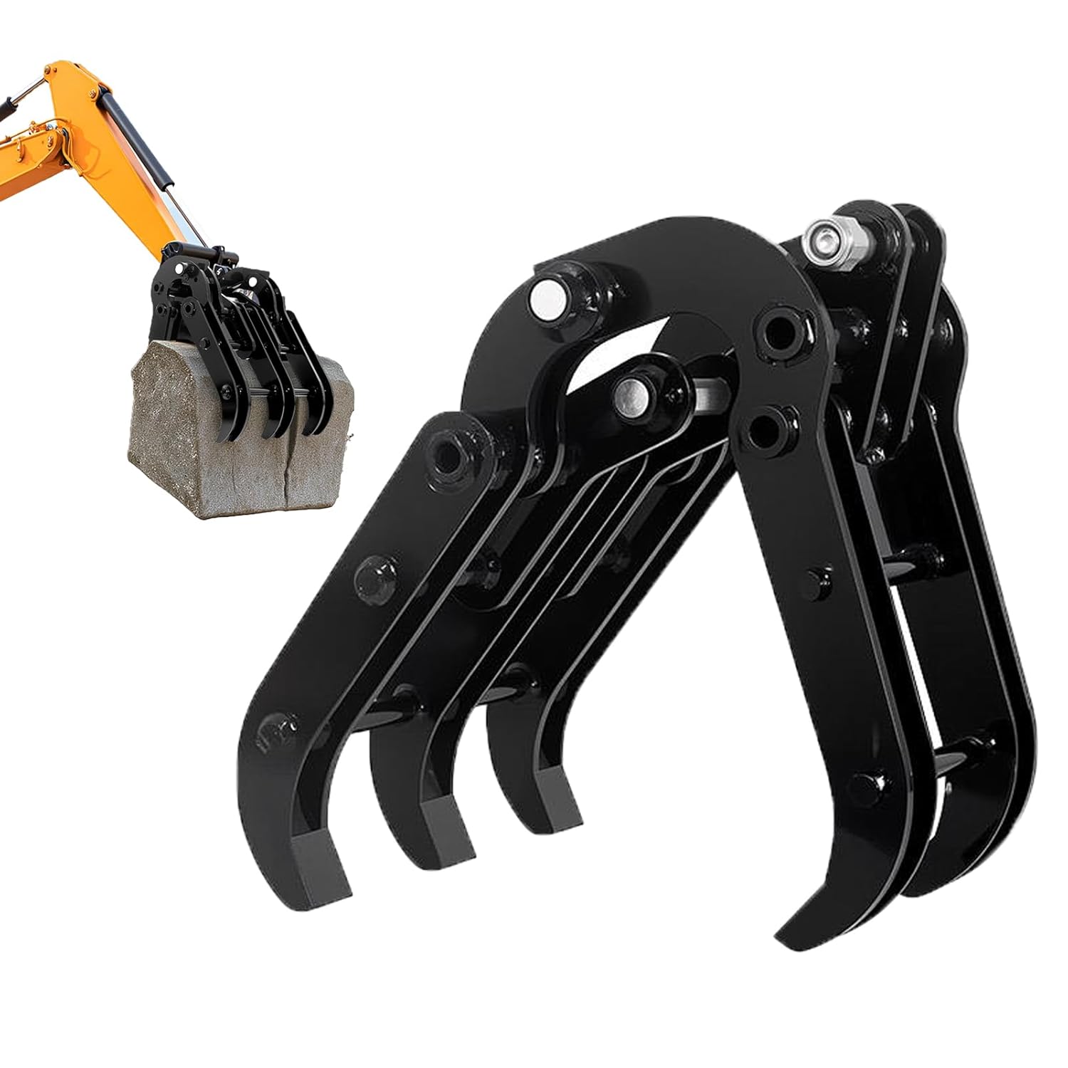 6600lbs Mini Excavator Grapple Accessories 23.8inch Width - Versatile Mini Excavator Attachments Grabber for Wood Metal Rock - Replaceable Design for 0.8-1.8 Ton Excavators