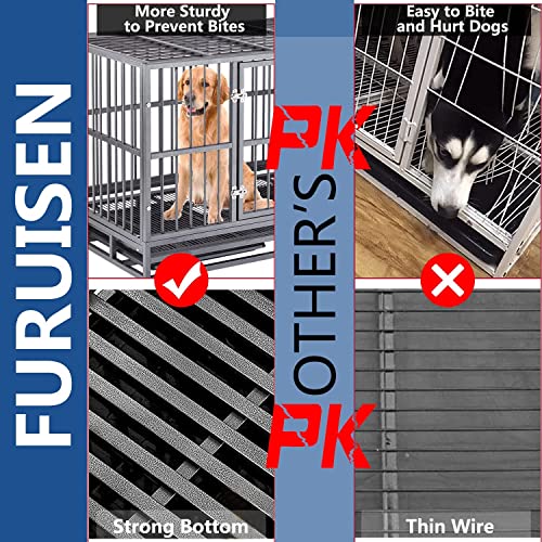 37 Inch Indestructible Dog Crate Heavy Duty Dog Kennel Steel Dog Cage With Wheels, Escape Proof Dog Kennel And Crate For Large Dogs, Extra Large Dog Crates Indoor With Sturdy Lock & Removable Tray #TOP2