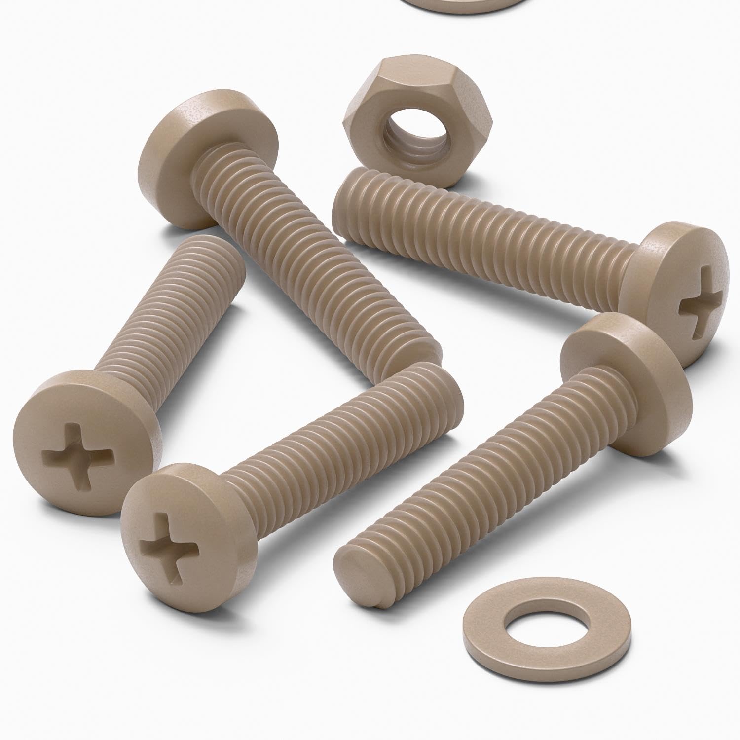 5 x PEEK Pan Head Screw M4 x 20mm Nuts & Bolts - Peek Plastic Nuts and Bolts, Anti Corrosion, Chemical Resistant (5/32 x 25/32 in)