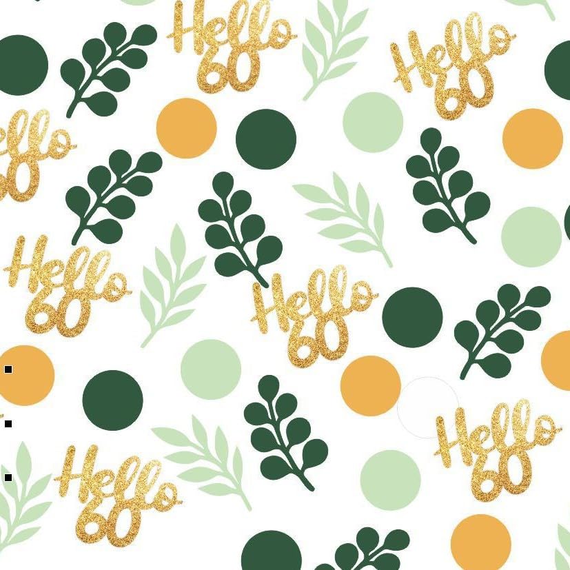 Happy 60th Birthday Confetti 60th Anniversary Glitter Foil Sixty Table Decoration Sequins for 60 Years Birthday Table Confetti Party Decoration Gold Green