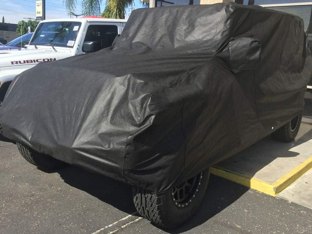 Custom Fits 2004-2021 Jeep Wrangler Unlimited JK JL 4 Door Sport Sahara Rubicon Moab SUV Black Car Cover