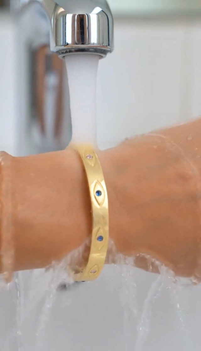 Pulsera abierta con ojos turcos y piedras de nacimiento miniatura 5
