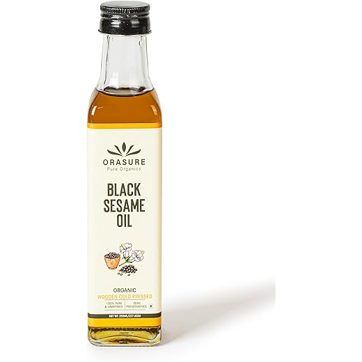 Orasure Organic Black Sesame Oil Wooden Cold Pressed Oil for