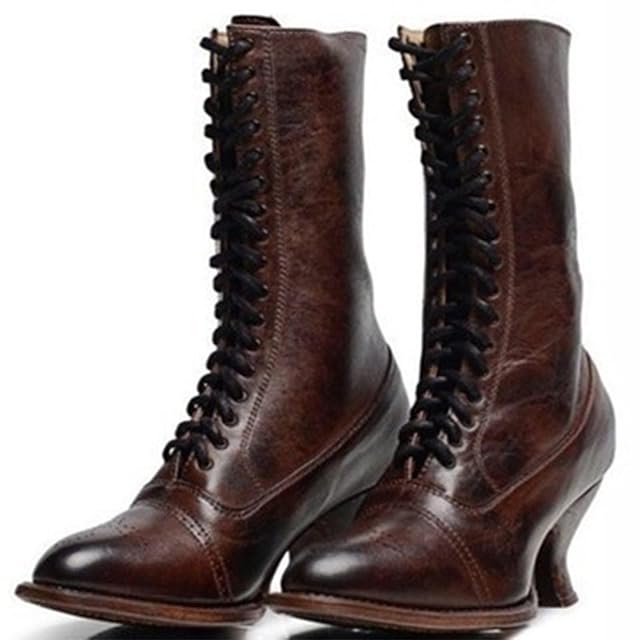 Victorian Boots Victorian Boots for Women Granny Boot Ankle Boot Low Heel Lace Up Booties With Zipper Comfortable