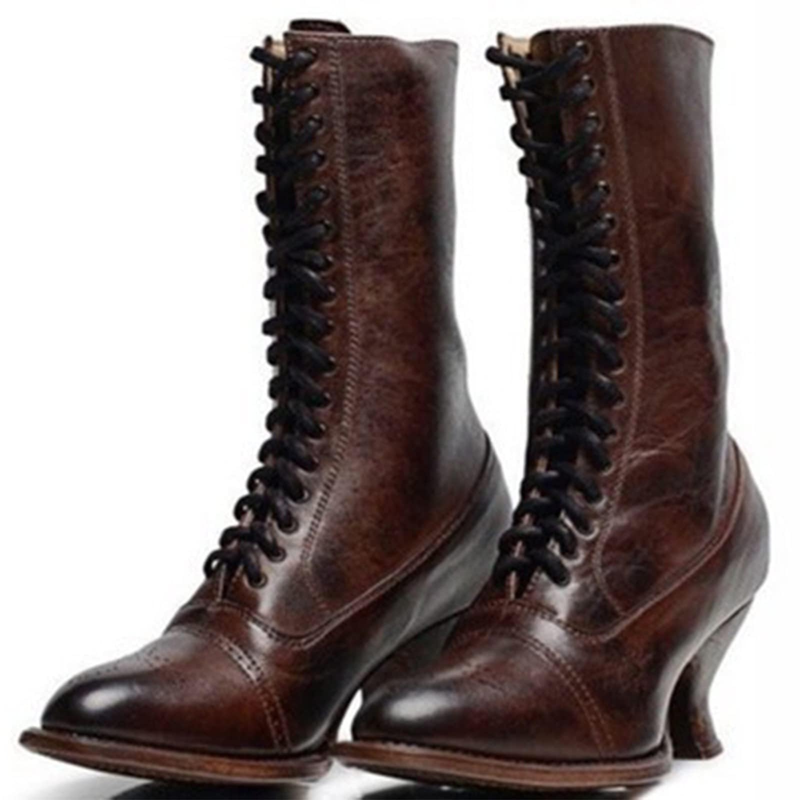 Victorian Boots Victorian Boots for Women Granny Boot Ankle Boot Low Heel Lace Up Booties With Zipper Comfortable
