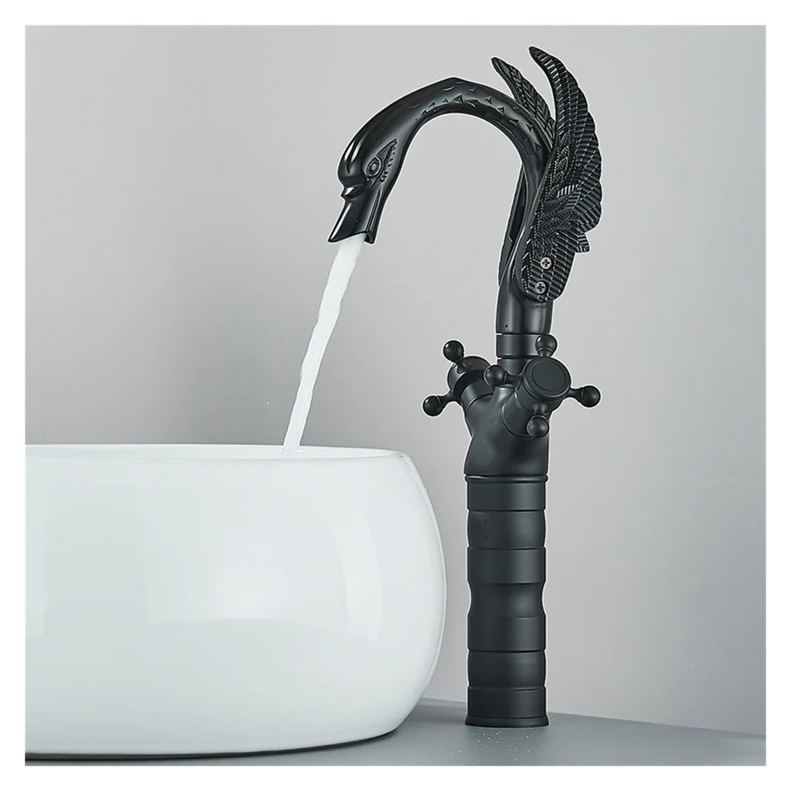 Robinet de lavabo cygne double commande noir mat pour réparer et embellir