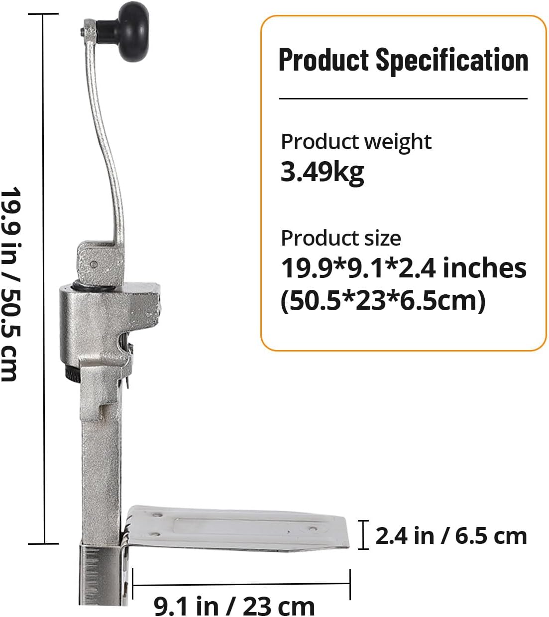 Manual Table Can Opener with 3 Spare Blades, Opener for Cans Up to 11.8”/30cm, Heavy Duty Commercial Countertop Can Opener, with Stainless Steel Blade and Plated Steel Base, Cast Iron