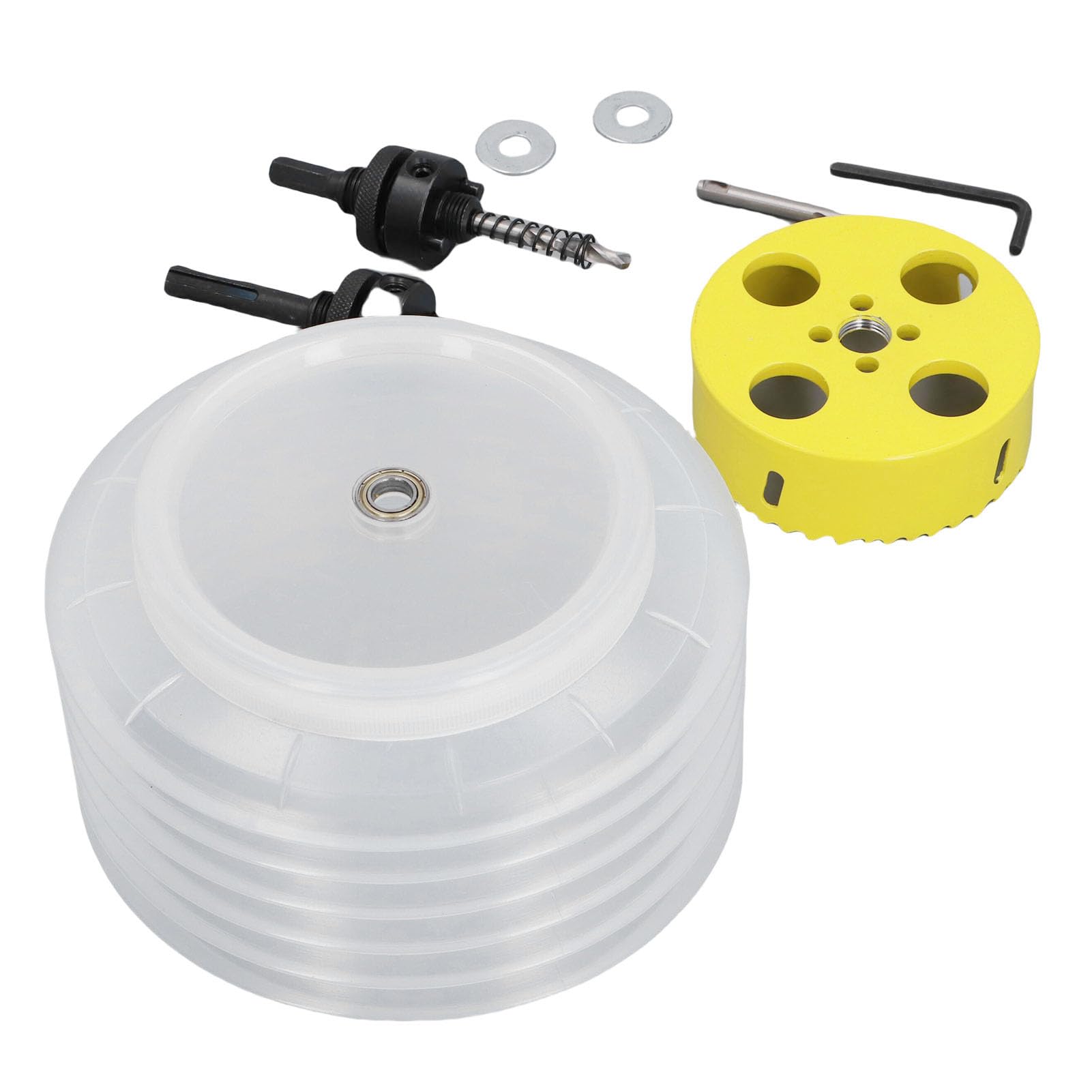 6 1 Taglierina per Fori da 4 Pollici con Ciotola per la Polvere Set di Seghe a Tazza Bimetalliche da 160 Mm HSS per Illuminazione da Incasso Include 2 Perni Chiave per Punte da Trapano per