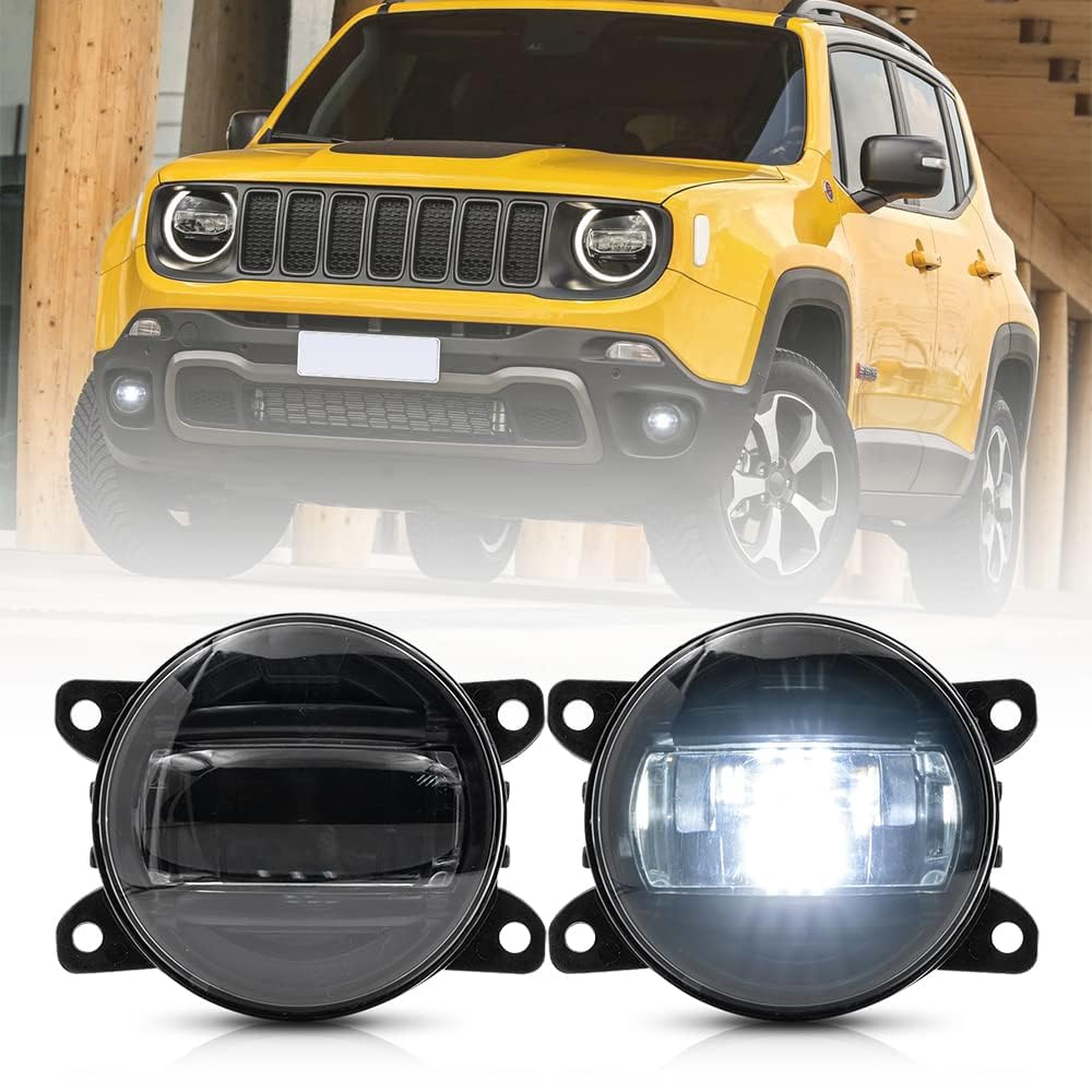 LED Fendinebbia per Je.ep Renegade (BU) 2014.09-2021 Bianco 3.5 pollici Led Paraurti Anteriore Fendinebbia Guida Lampada 2pc Nero Len Kit