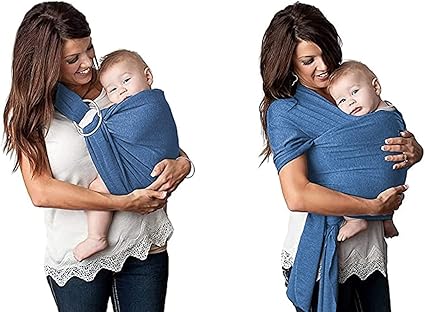 Uamita Bandeau De Porte Bebe Elastique En Coton Organique Respirant Pour Femme De Taille Moyenne Et Grande Utilisable Aussi Bien Sur Le Corps Qu Avec Les Anneaux Bleu Amazon Fr Bebe Et Puericulture