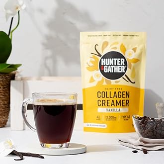 Hunter & Gather Collagen Creamer for Coffee I Vanilla I 300g I Grass Fed Type 1 & Type 3 Bovine Collagen Peptides I Dairy Free I 13,000mg per Serve I Support Hair, Skin, Nails, Muscles