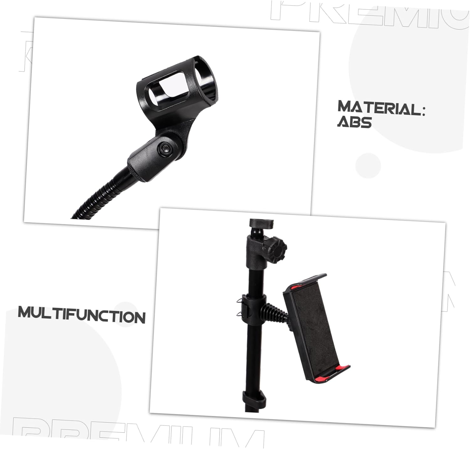 Kisangel 1set Adjustable Microphone Stand Clip Sturdy Floor Mic Stand for Stage Live Performance Podcasting and Karaoke Height Adjustable Tripod Carrying Bag