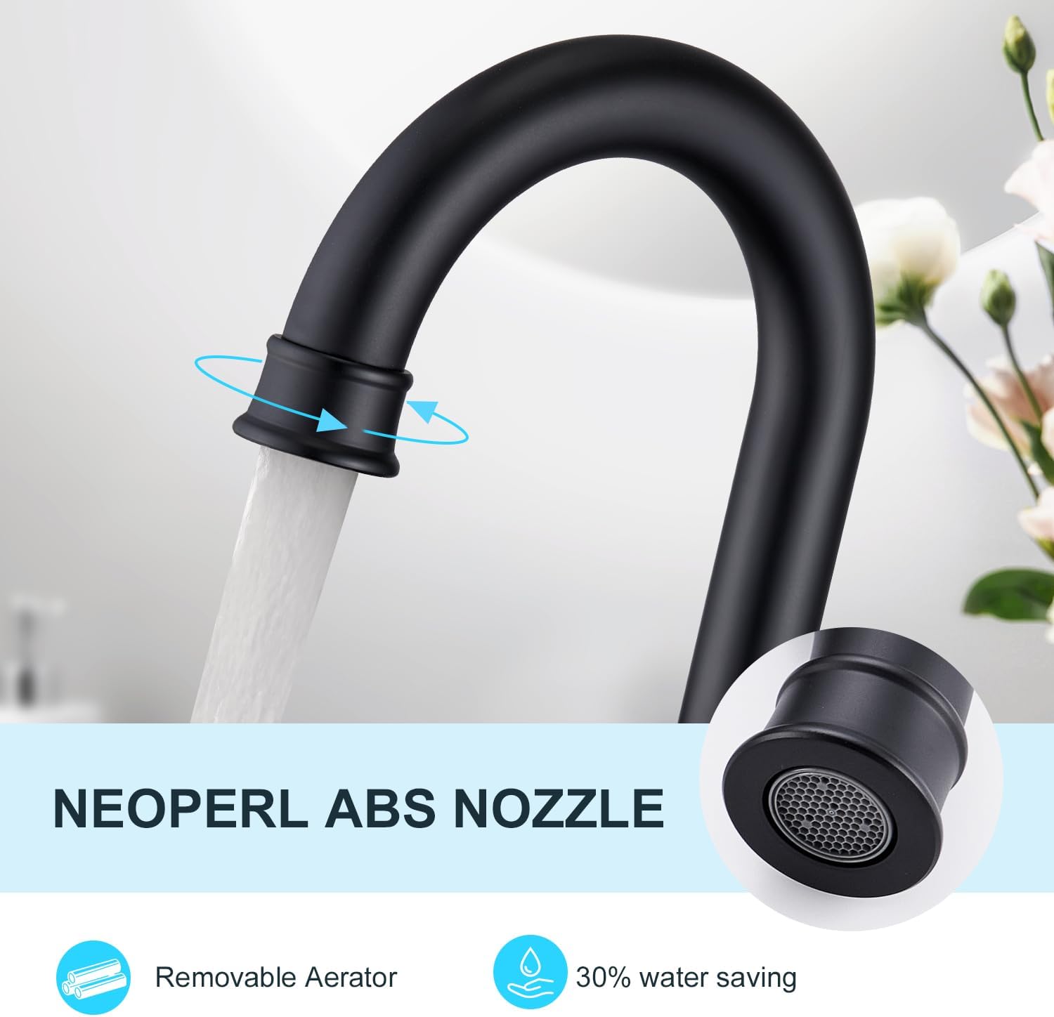 Color Black Widespread Bathroom Faucet Black 3 Hole Sink Faucet 8 inch with Pop Up Drain 2 Handle 4 inch Faucets for Vanity Lavatory Basin Restroom Bath Sink