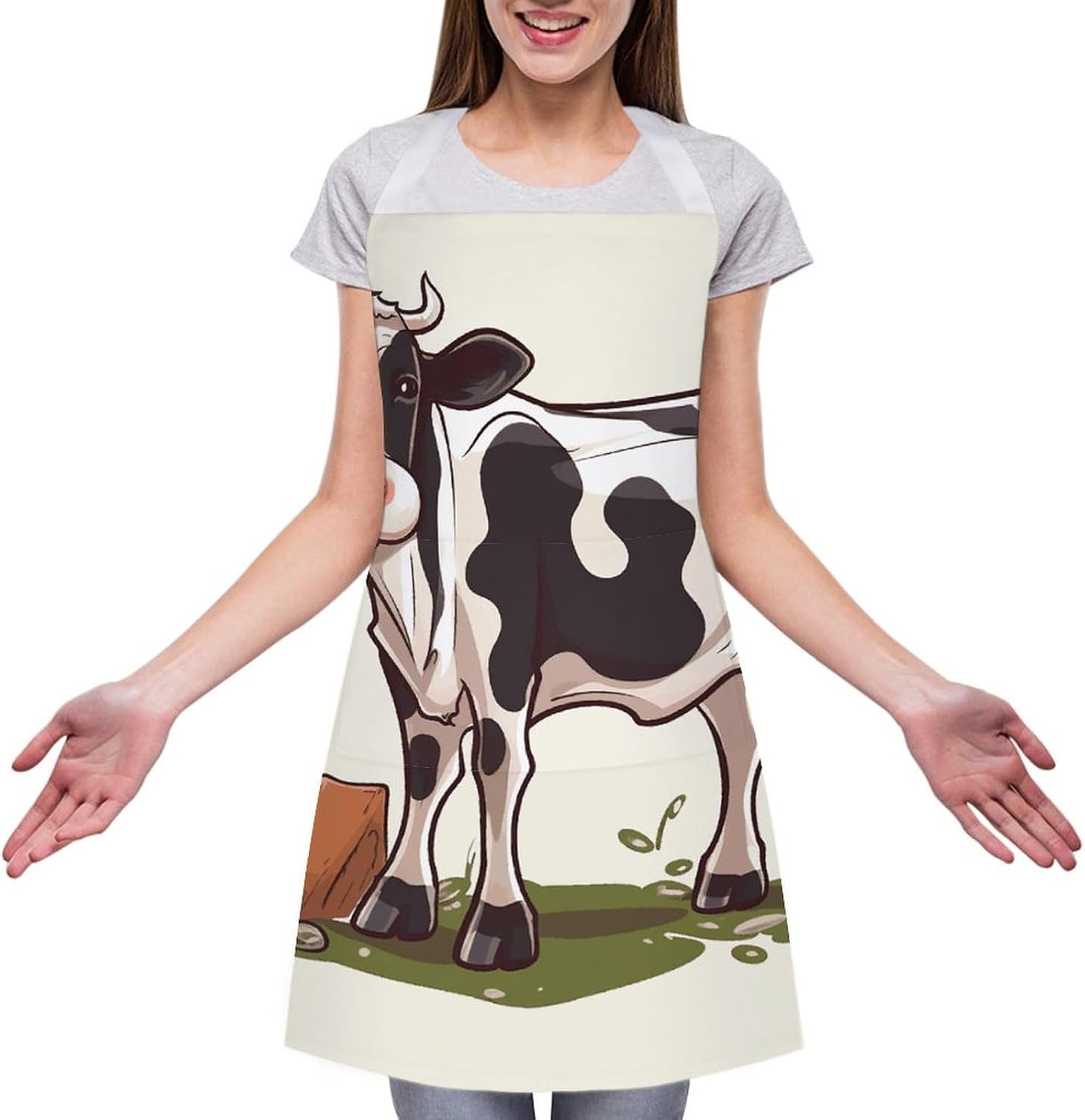 Dairy Cow Bib Apron with 2 Pockets for Kitchen Cooking image 3