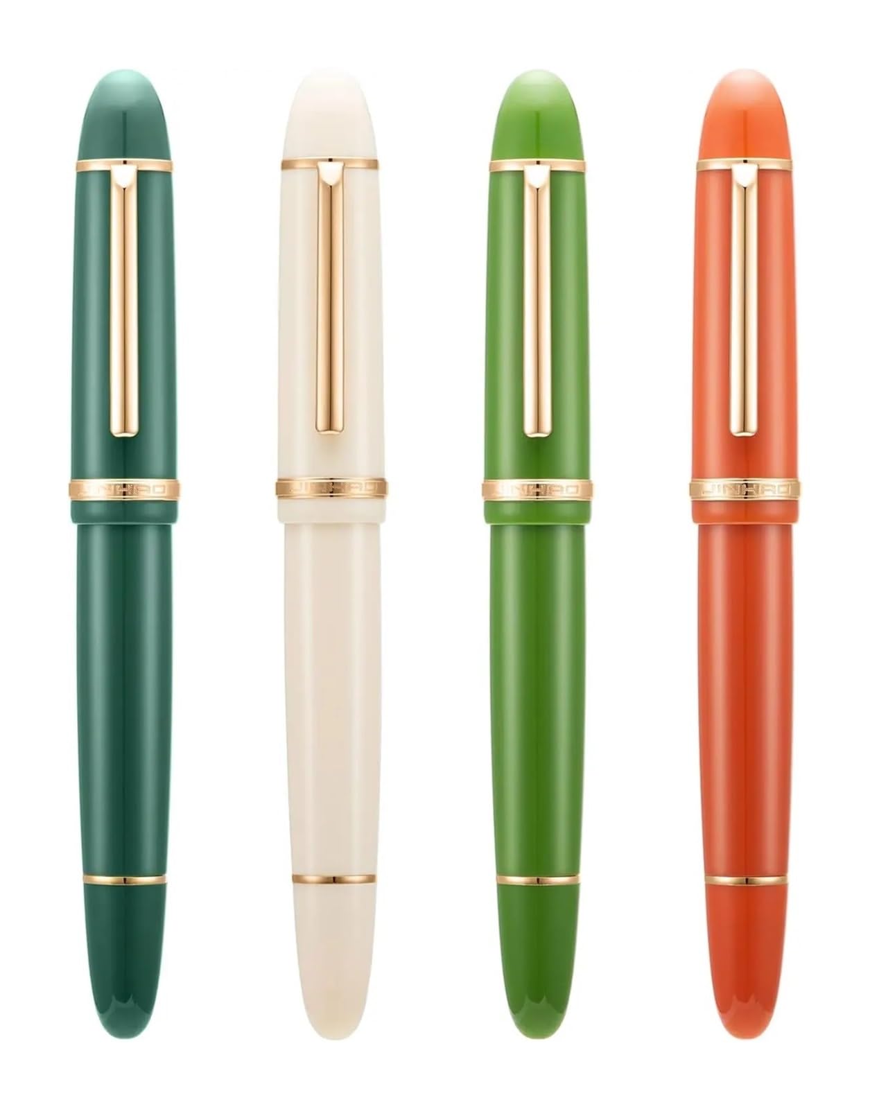 Füllfederhalter-Set aus Kunstharz, Metallclip, verlängerte feine Feder, 0,5 mm, Schreibwerkzeuge für Schule und Büro (4 Farben Set 2, EF)