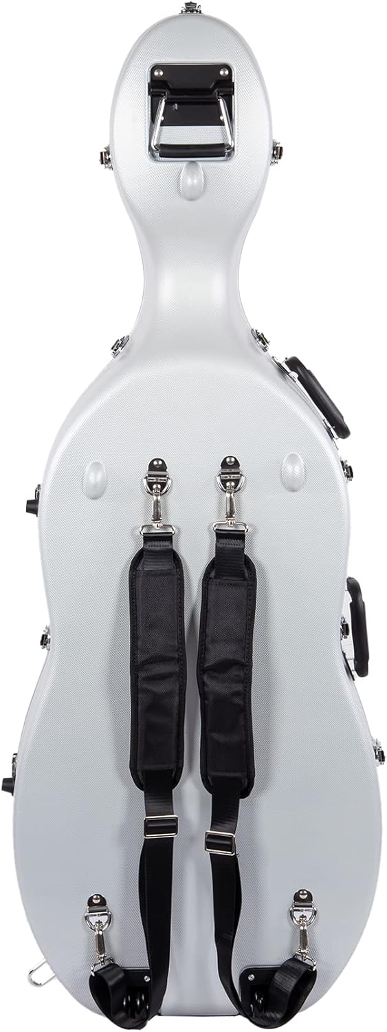 ABS Molded Cello Case with Wheels in Silver- For Both 4/4 Size and 3/4 Size