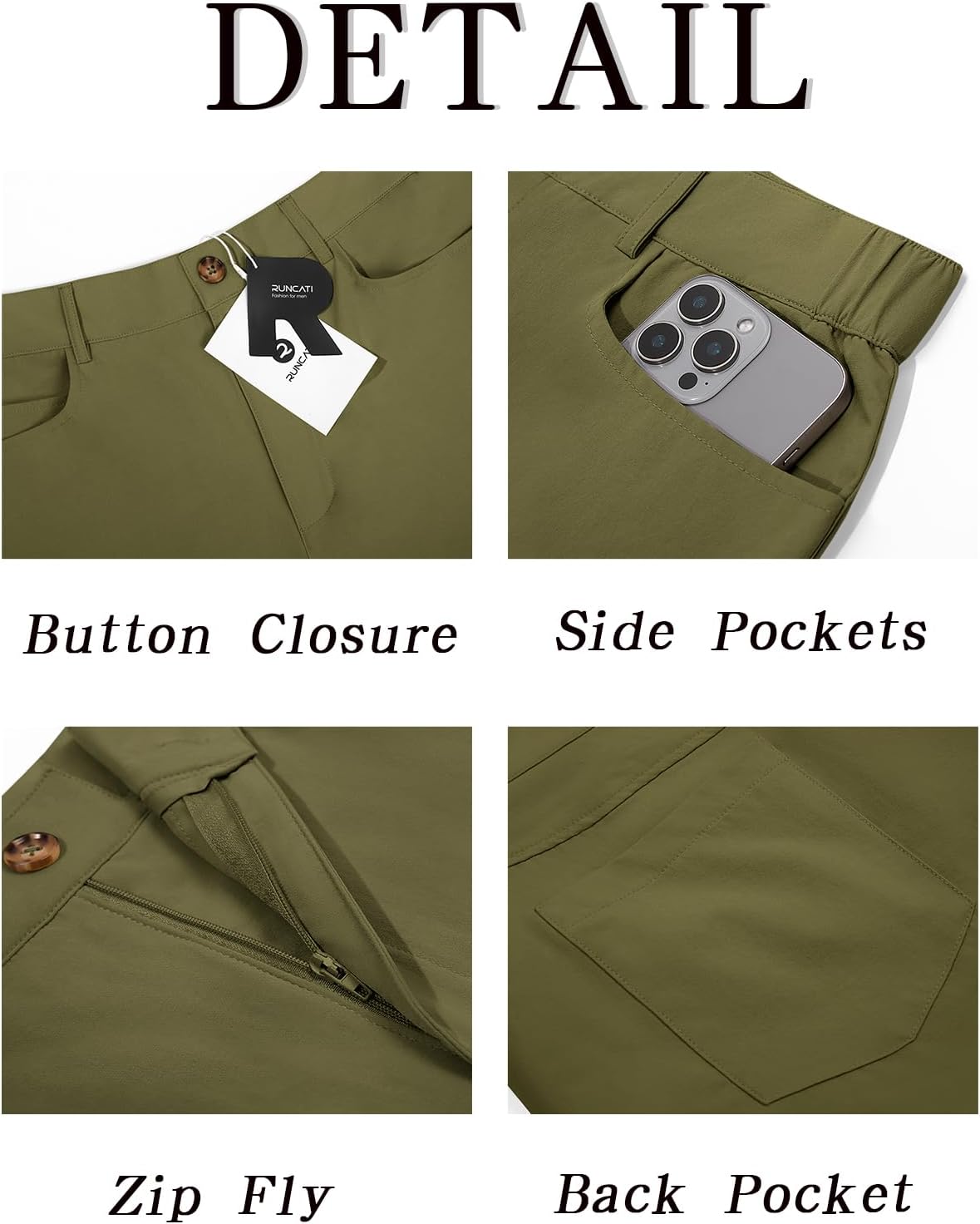 Runcati Mens Golf Pants Casual Flat-Front Stretch Work Dress Pants Lightweight Business Slacks - Image 6