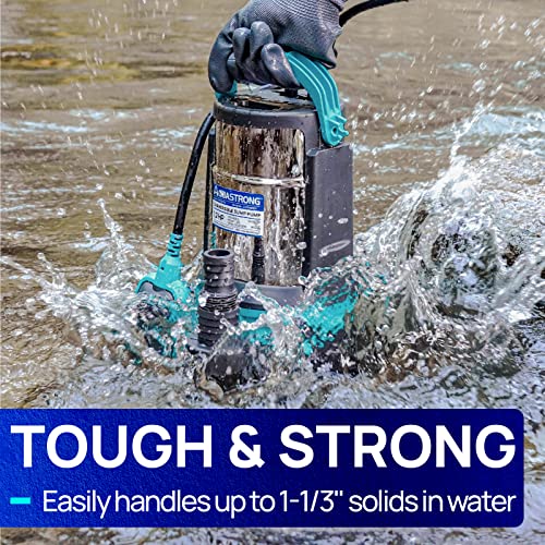 Aquastrong 1.2Hp Sump Pump 5722Gph Submersible Clean/Dirty Water Pump With Float Switch, Draining Flooded Basement, Hot Tub, Pool, Pond, Garden Irrigation, 19Ft Cord #TOP2