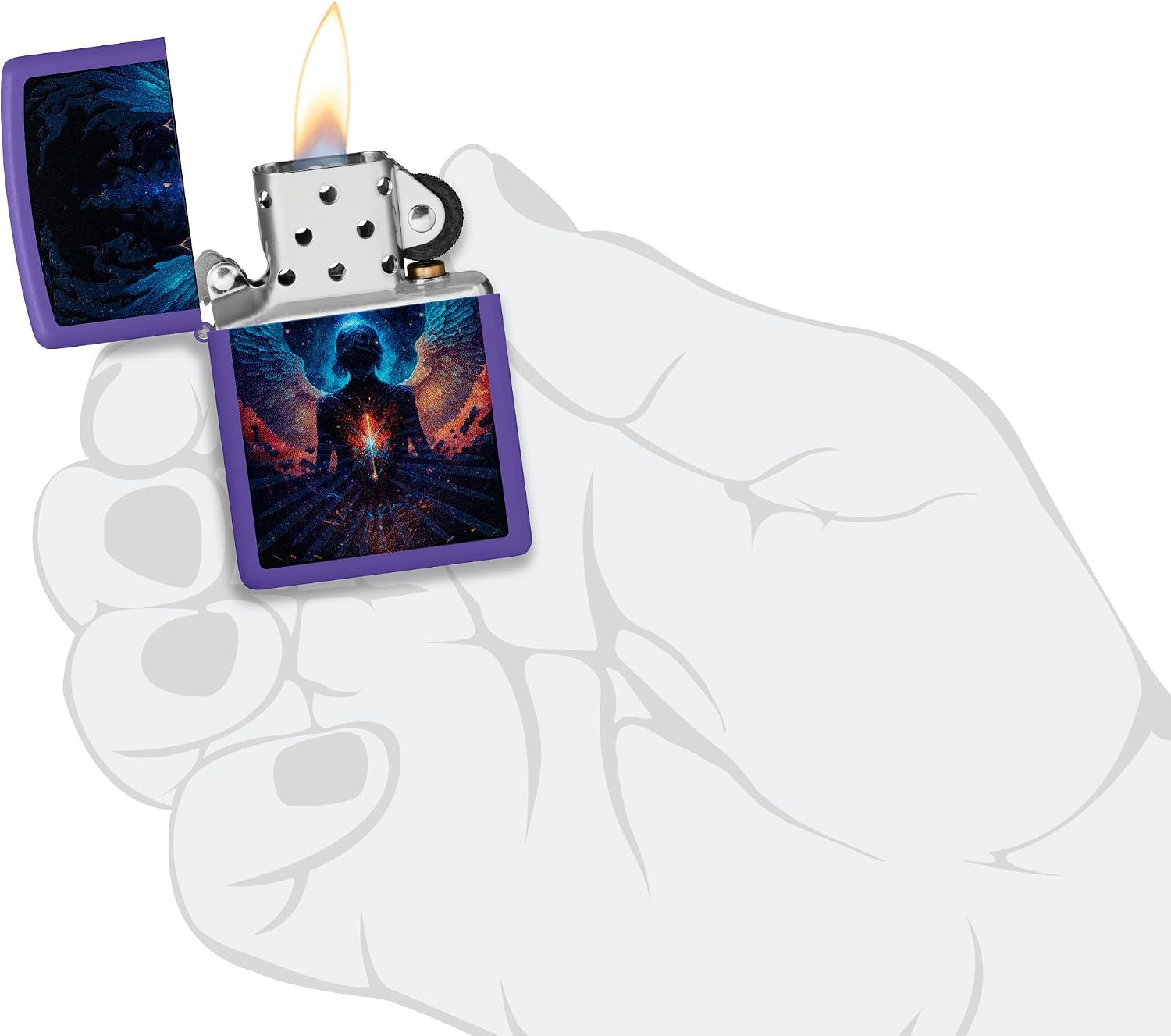 Zippo Lighter: Angel Design - Purple Matte 46612