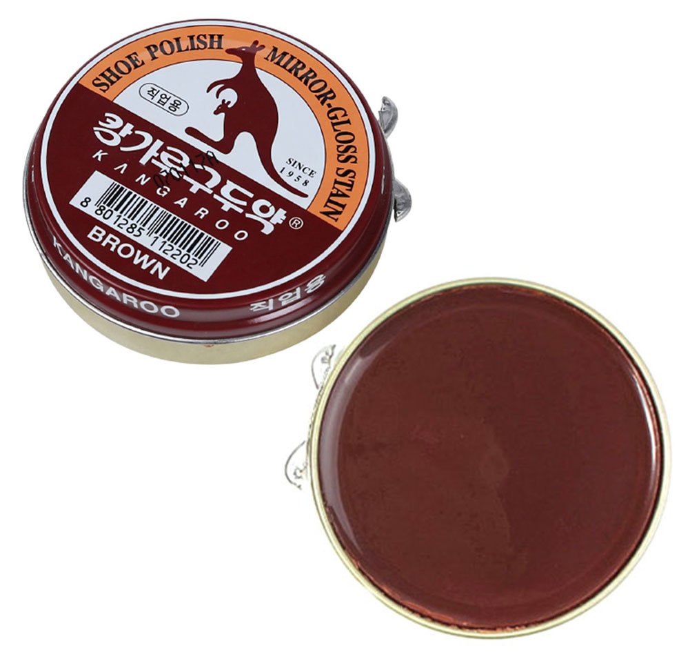 (Brown x 3 pcs) Kangaroo Shoe Boots Dyes Polishes Mirror-Gloss Stain Shine Wax For Professional