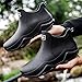 SPKFHD Men's fashionable rain boots - round toe, flat bottom, short boot shaft, PVC upper. Comfortable and lightweight. Suitable for daily use and rainy days. (BLACK,11)
