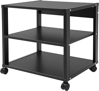 3-Tier AV Media Stand, Free Standing Audio-Video Media Stand, with 4 * Lockable Universal Wheels, 88.18 lbs Load-Bearing Capacity, for Study Rooms, Kitchens, Bedrooms, Etc