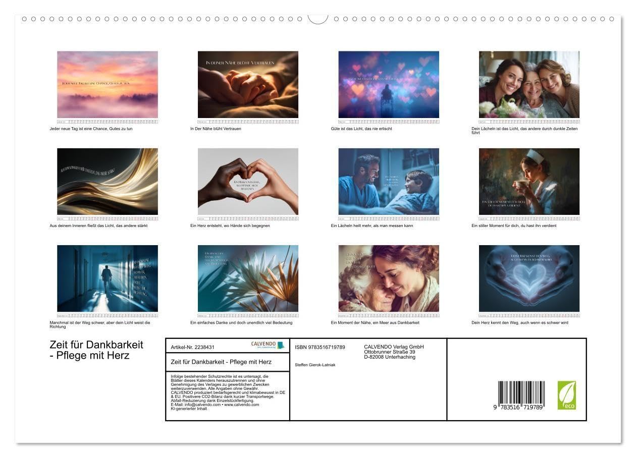 Zeit für Dankbarkeit - Pflege mit Herz (hochwertiger Premium Wandkalender 2026 DIN A2 quer), Kunstdruck in Hochglanz: Ein Kalender voller Wärme, Mitgefühl und Wertschätzung. (CALVENDO Menschen)