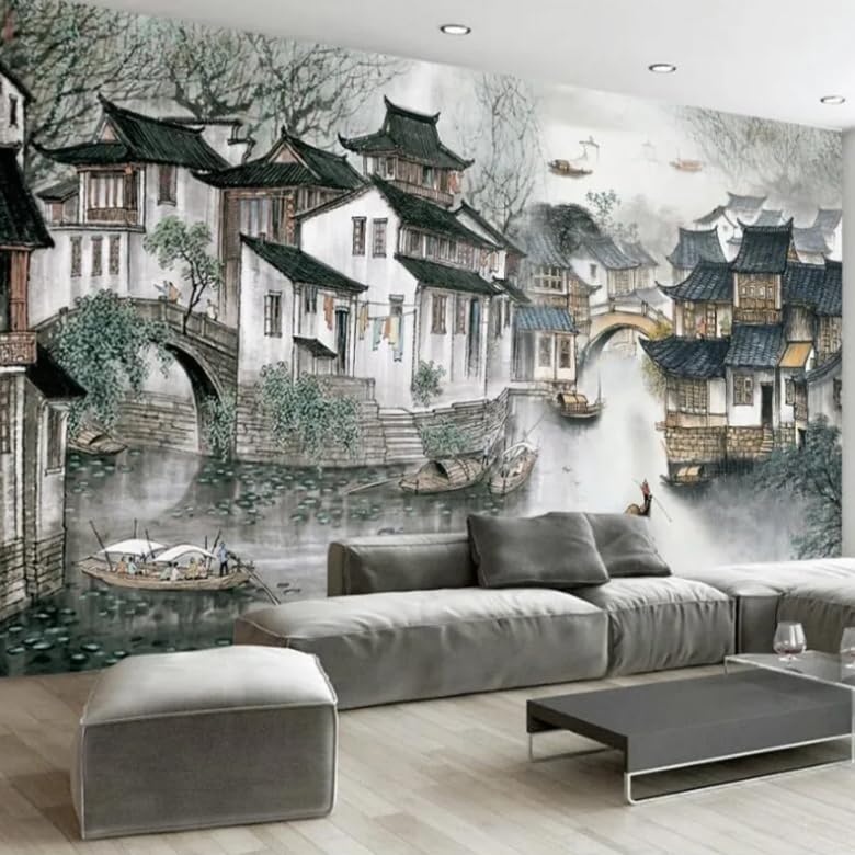 Papier peint panoramique 3D Jiangnan decor de style chinois
