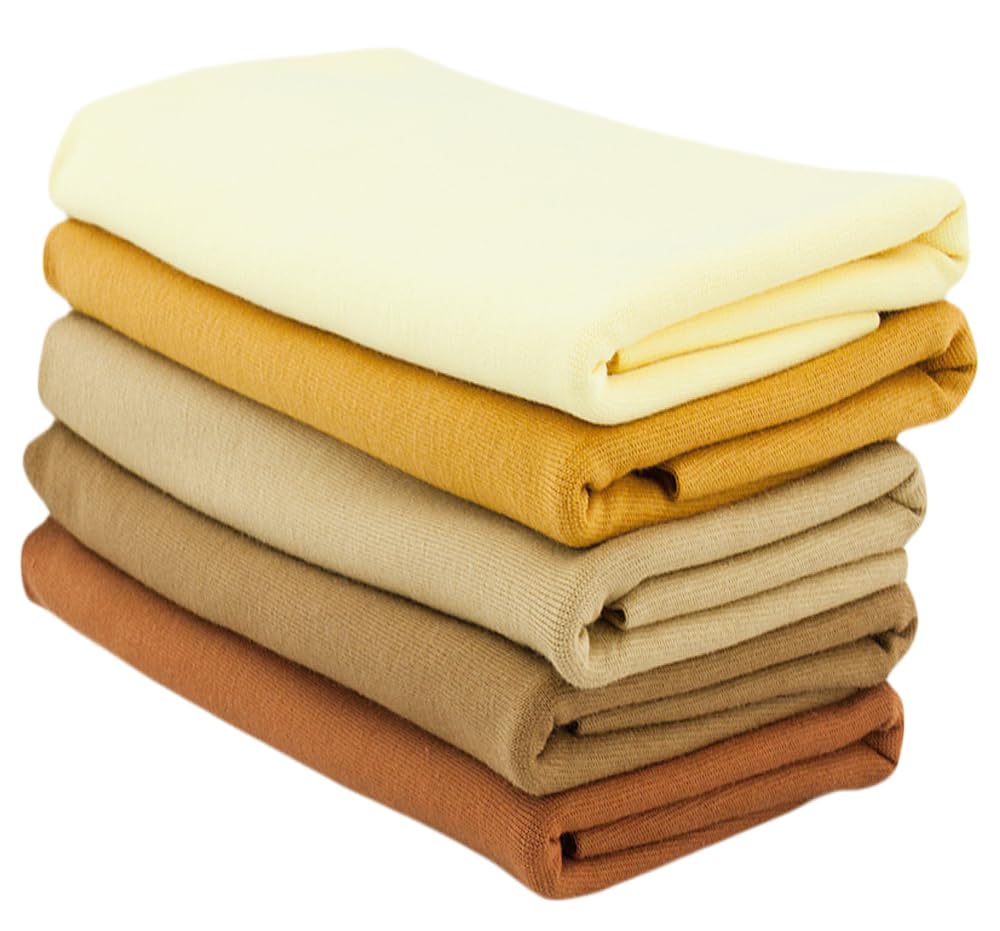 SET Bündchenstoff | Unifarben | Ockertöne | 95% Baumwolle, 5% Elasthan | weich, stapazierfähig, vielseitig zum Nähen | 5 x 100 cm x 35/70 cm