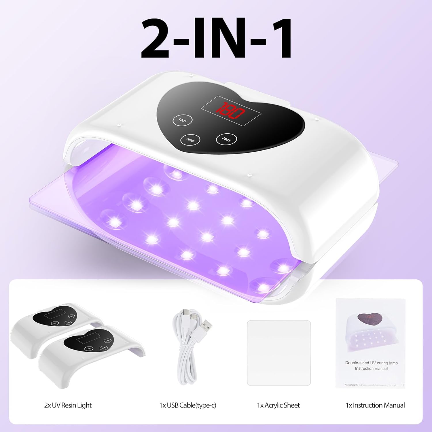 Winartton UV Light for Resin Curing - Double Sided UV Resin Light, Fast & Both Side Curing for UV Resin, UV Resin Lamp for Resin Jewelry Making, Resin Molds Curing, DIY Resin Project