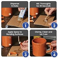 Vista 4 de Brampton - Epoxi multiusos, juego rápido de 30 minutos, kit de pegamento epoxi impermeable de 2 partes para azulejos, metal, cerámica, vidrio