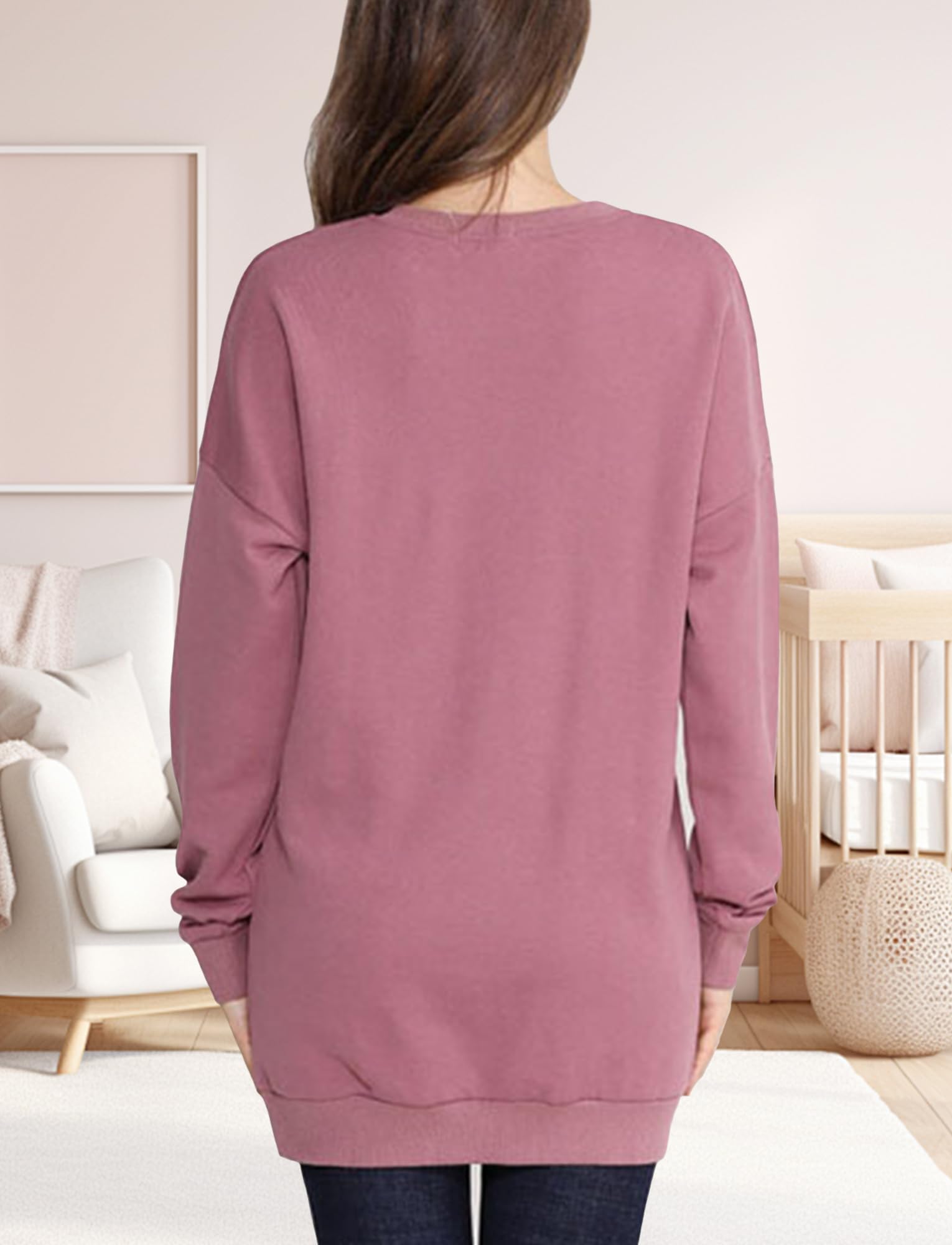 FEOYA Allaitement Sweatshirt Décontracté Enceintes Maternité Sweat-Shirt à Manches Longues Confortable Haut d'allaitement Vêtements de Grossesse Pull Chaud S-4XL