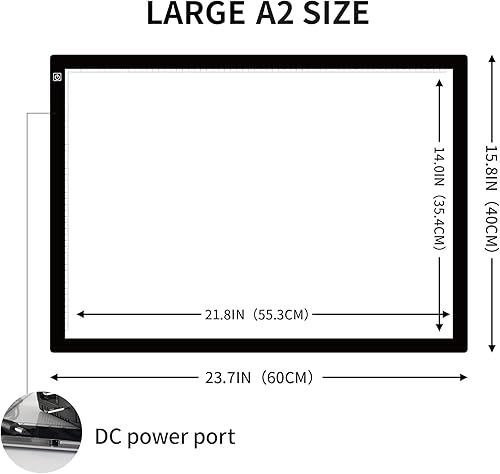 Miniatura 2 de TOHETO Almohadilla de luz A2 súper fina de 0.276in, portátil, sin pasos, regulable, brillante, caja de luz grande, tablero de copia para pintura de