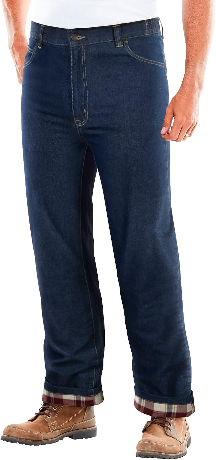 Liberty Blues by Kingsize Men's Big & Tall Flannel-Lined Side-Elastic Jeans